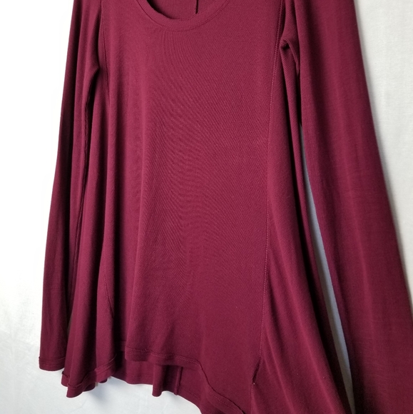 Free People Burgundy January Scoop Neck Jersey Swing Tunic Top Small - Picture 6 of 13